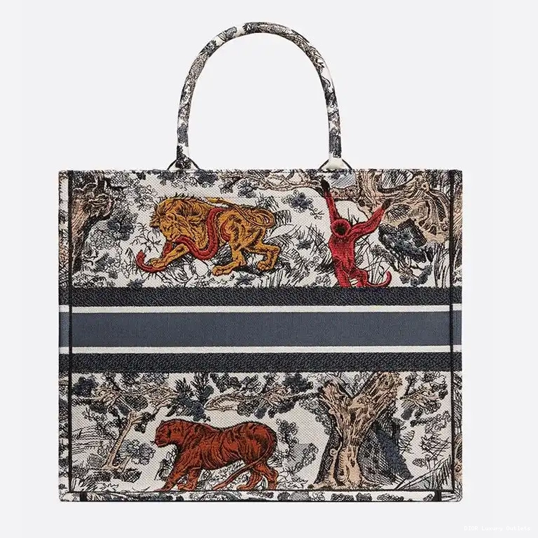 Cheap Jouy Dior Tote Motif Tiger De Canvas Book Toile 0513 Luxury